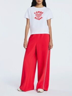 NWT - AMORE BISOUS Heart Cotton Cropped Boxy Tee.